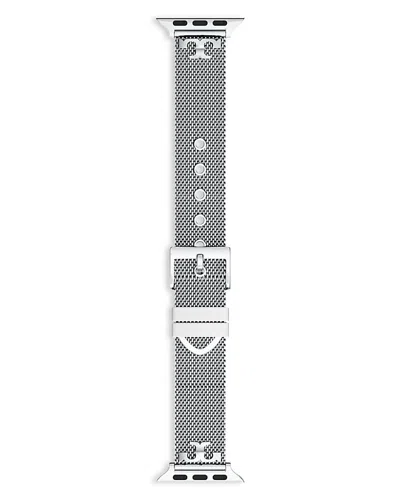Tory Burch Kira Stainless Steel Mesh Band For Apple Watch, 38/40/41/42mm And 42/44/45/46/49mm In Metallic