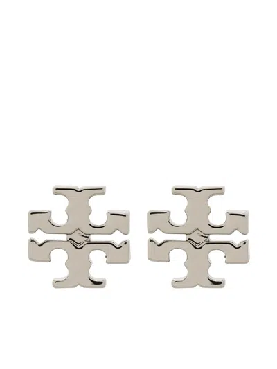 Tory Burch Silver Logo Earrings
