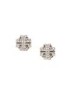 Tory Burch Kira Stud Earrings With Crystal Embellishment In Metallic