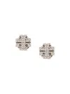 Tory Burch Kira Stud Earrings With Crystal Embellishment In Metallic