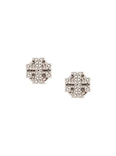 Tory Burch Kira Stud Earrings With Crystal Embellishment In Metallic