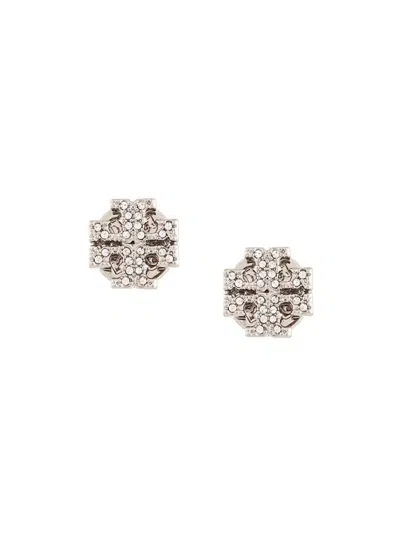 Tory Burch Kira Stud Earrings With Crystal Embellishment In Metallic