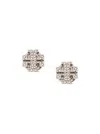 Tory Burch Kira Stud Earrings With Crystal Embellishment In Metallic