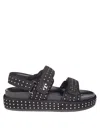Tory Burch Kira Studded Suede Sports Sandals In Black