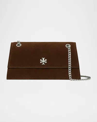 Tory Burch Kira Suede Flap Shoulder Bag In Brown