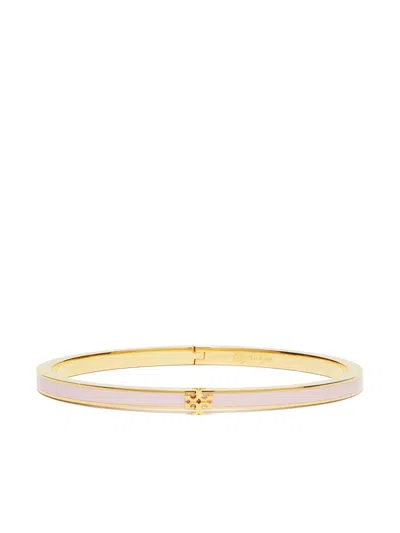 Tory Burch Kira Logo-plaque Enamel Bracelet In Gold