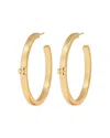 Tory Burch Kira Thin Icon Hoop Earrings In Gold