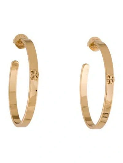 Pre-owned Tory Burch Kira Thin Icon Hoop Earrings In Multi