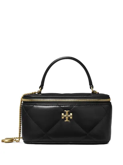 Tory Burch Kira Vanity Quilted Leather Top Handle Bag In Black