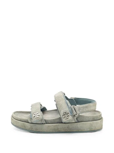 Pre-owned Tory Burch Kira Touch-strap Sandals In Blue