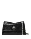 Tory Burch Kira Black Crossbody Bag With Chain Strap And Metallic Logo On The Front In Leather Woman In Black