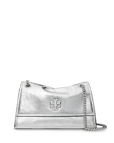 Tory Burch Kira Turnlock Leather Shoulder Bag In Silver