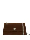 Tory Burch Kira Turnlock Suede Convertible Shoulder Bag In Brown