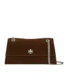 Tory Burch Kira Turnlock Suede Convertible Shoulder Bag In Brown