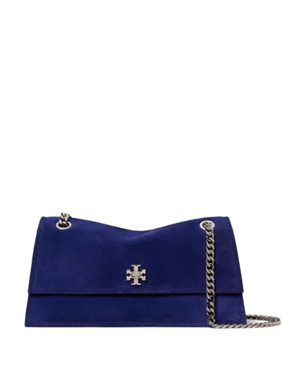 Tory Burch Kira Turnlock Suede Shoulder Bag In Blue