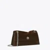 Tory Burch Kira Turnlock Suede Shoulder Bag In Brown