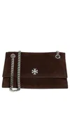 Tory Burch Kira Turnlock Suede Convertible Shoulder Bag In Brown