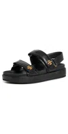 Tory Burch Kira Leather Dual-band Sport Sandals In Perfect Black