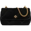 Tory Burch Kira Velvet Quilted Convertible Crossbody Bag In Black
