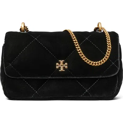 Tory Burch Kira Velvet Quilted Convertible Crossbody Bag In Black