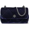 Tory Burch Kira Velvet Quilted Convertible Crossbody Bag In Blue