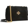 Tory Burch Kira Velvet Quilted Convertible Shoulder Bag In Black