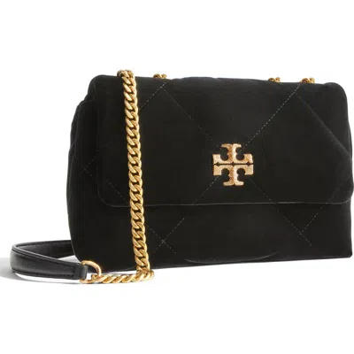 Tory Burch Kira Velvet Quilted Convertible Shoulder Bag In Black