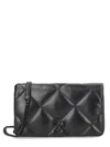 Tory Burch Kira Diamond Quilt Powder Coated Chain Wallet In Black