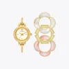 Tory Burch Kira Watch Gift Set In Ivory/gold/multi Toprings