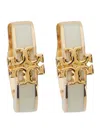 Tory Burch Kira White Earings With Double T Motif In Brass Woman In White