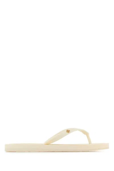 Tory Burch 'kira' White Flip Flops With Logoplaque