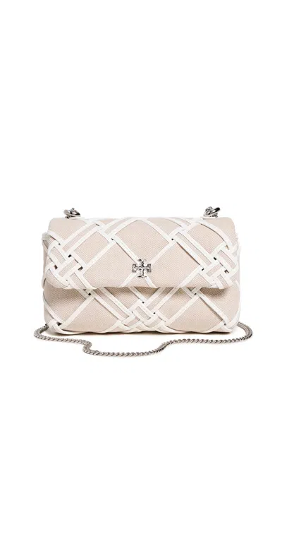 Tory Burch Kira Woven Canvas Mini Flap Bag Natural/blanc