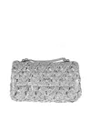 Tory Burch Kira Woven Mini Flap Bag Crossbody Bag In Silver
