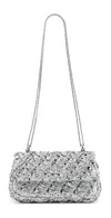 Tory Burch Kira Woven Mini Flap Bag Crossbody Bag In Silver