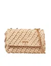 Tory Burch Small Woven Shoulder Bag With Sliding Chain In Brown