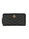 Tory Burch Black Matelasse Lamb Leather Kira Chevron Zip Continental Wallet In Black