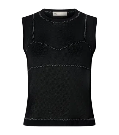 Tory Burch Knit-mesh Top In Black