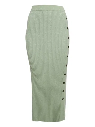 Pre-owned Tory Burch Knit-rib Midi Skirt In Green