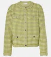 Tory Burch Knitted Checked Jacket In Yellow
