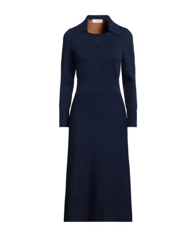 Tory Burch Knitted Long Sleeve Dress In Black