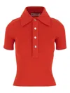 Tory Burch Coral Red Viscose Blend Polo Shirt In Pink