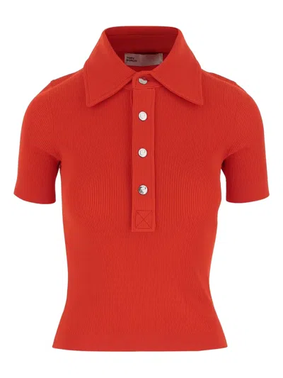 TORY BURCH KNITTED POLO TOP