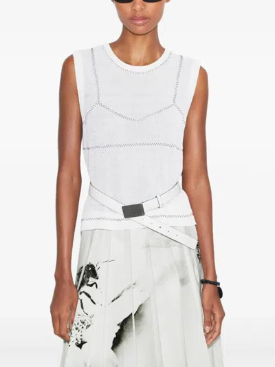 Tory Burch Knitted Sleeveless Top In White