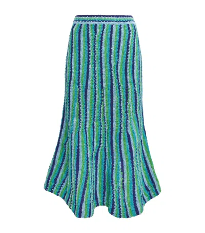 Tory Burch Knitted Stripe Midi Skirt In Multi