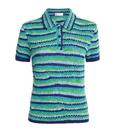 Tory Burch Knitted Stripe Polo Shirt In Multi