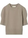Tory Burch Wool Crewneck In Mink Brown