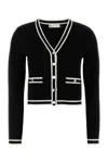 Tory Burch Short Wool Blend Cardigan With Front Pockets In Black