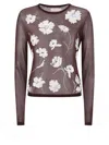 Tory Burch Floral-embroidered Knitted Top In Brown