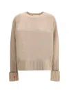 Tory Burch Wool Sweater Sweaters And Cardigans Beige In Brown