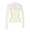 Tory Burch Ivory Ribbed Viscose Sweater In White